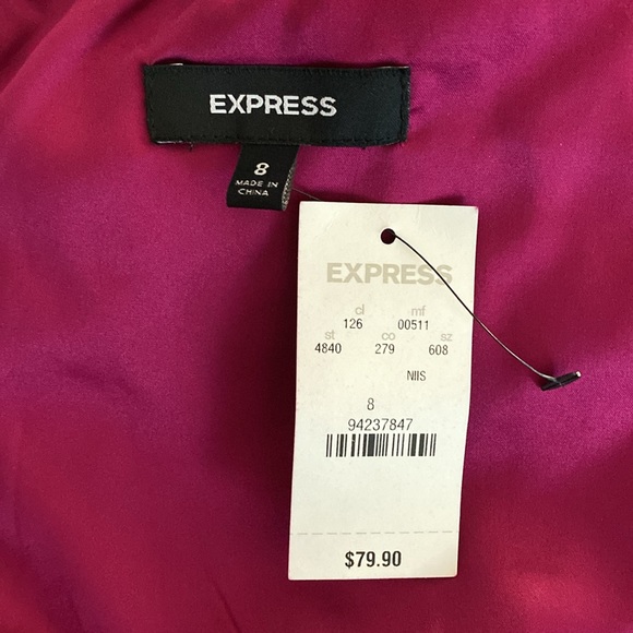 NWT Express Magenta Strapless Dress, Size 8 - Picture 10 of 11